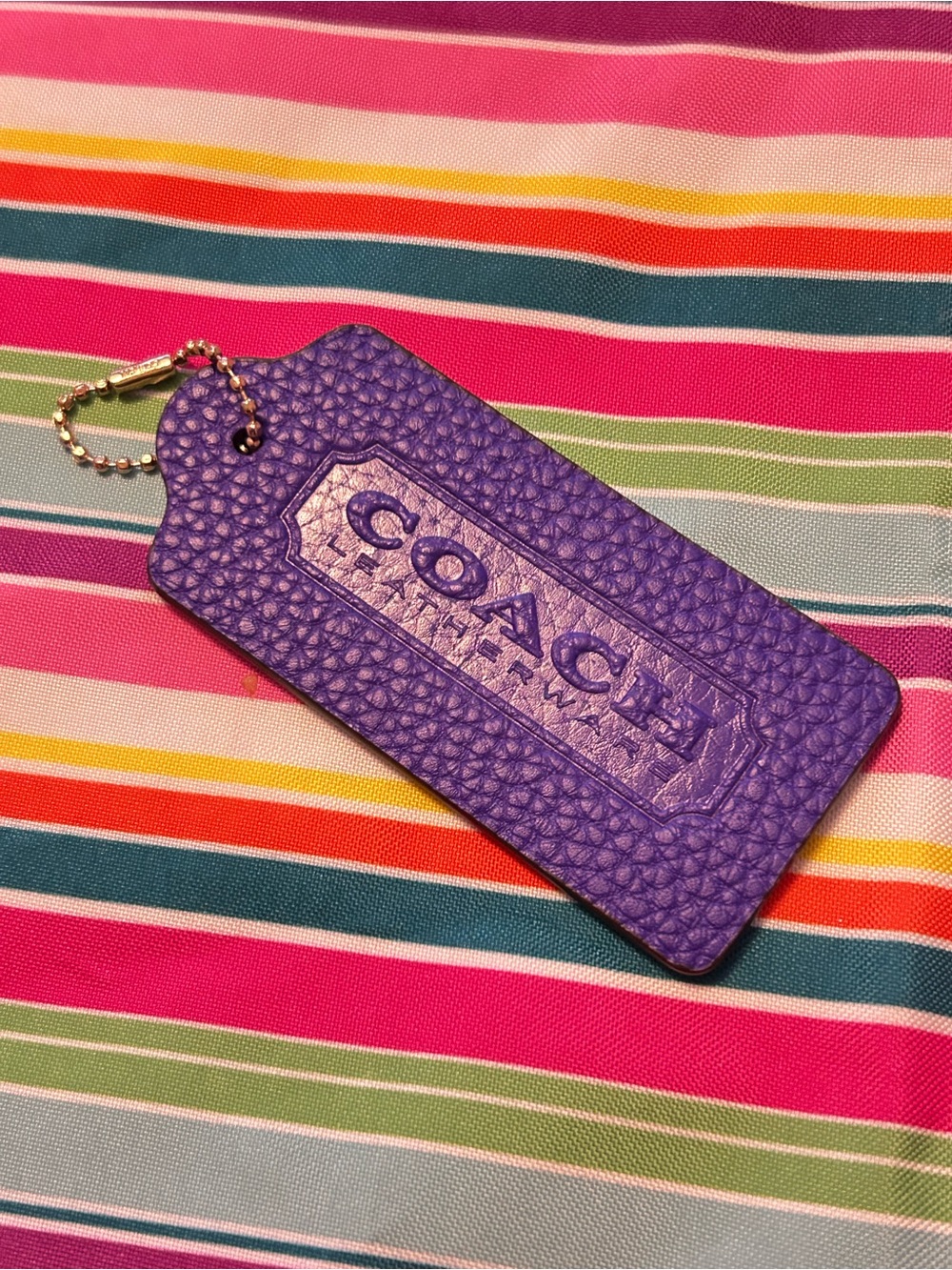 Coach XLarge From Terri Reloved Denim Purple Signature Tag Keychain/Bag Charm - Picture 7 of 9